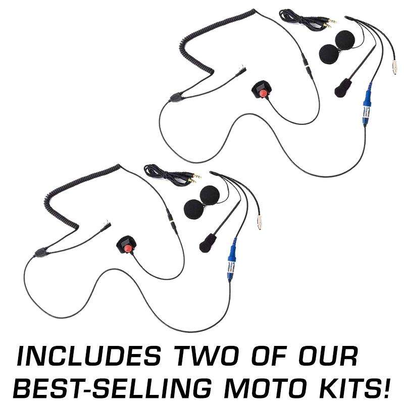 *Buy One, Get One 50% OFF* Moto Max Kit Without Radio (Quantity 2) - Includes 2 Helmet Kits, 2 Harnesses, and 2 Handlebar Push-To-Talks