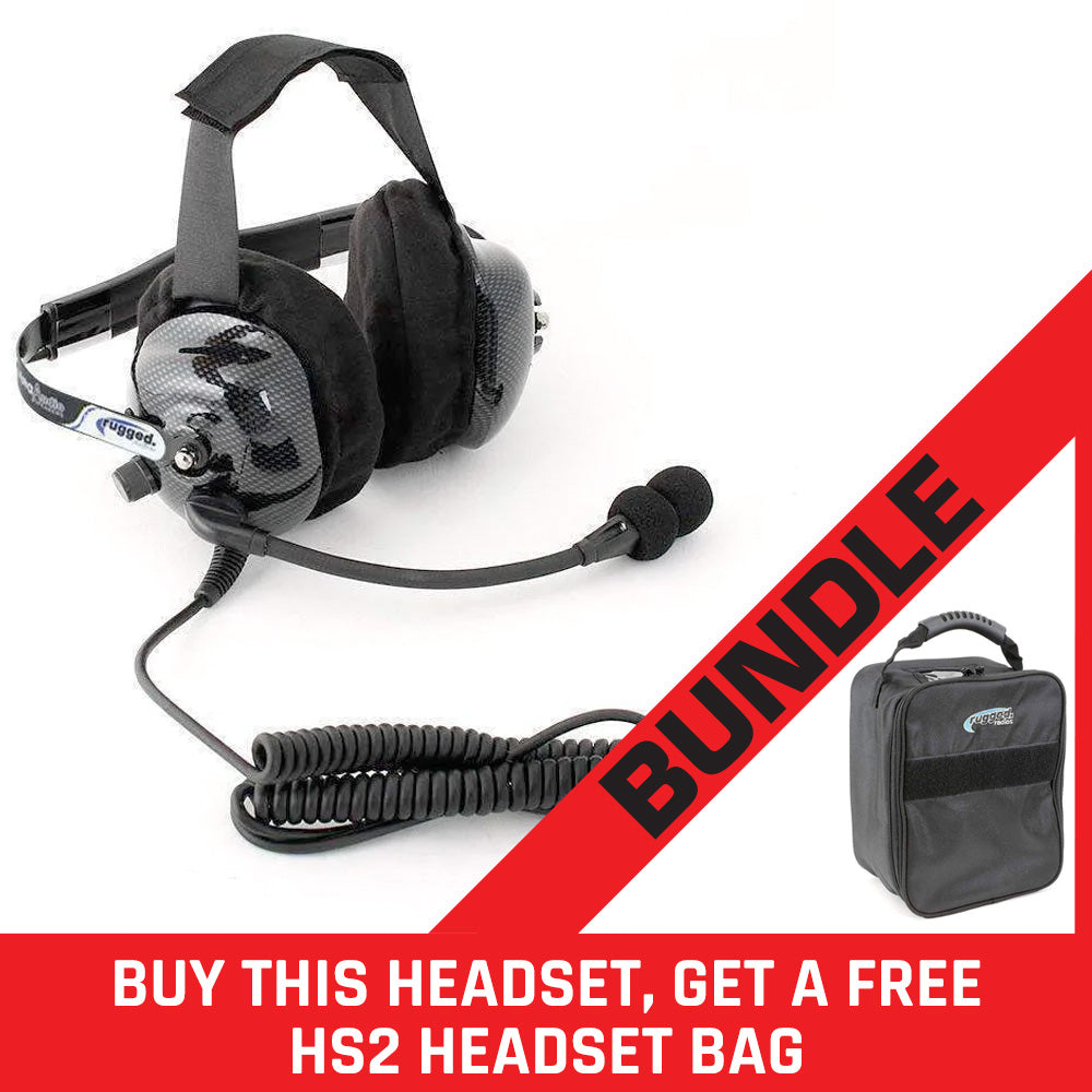 H42 Ultimate Behind The Head (BTH) Headset for Intercoms - Carbon Fiber - BUNDLE with FREE Headset Bag