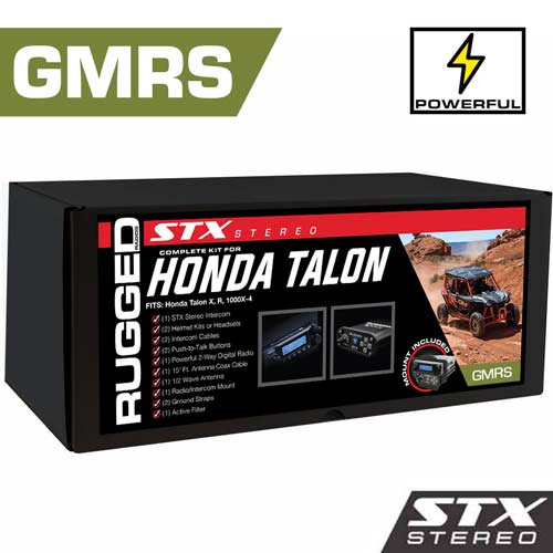 POWERHOUSE 45-Watt GMRS Radio - Honda Talon STX STEREO Complete UTV Communication Intercom Kit