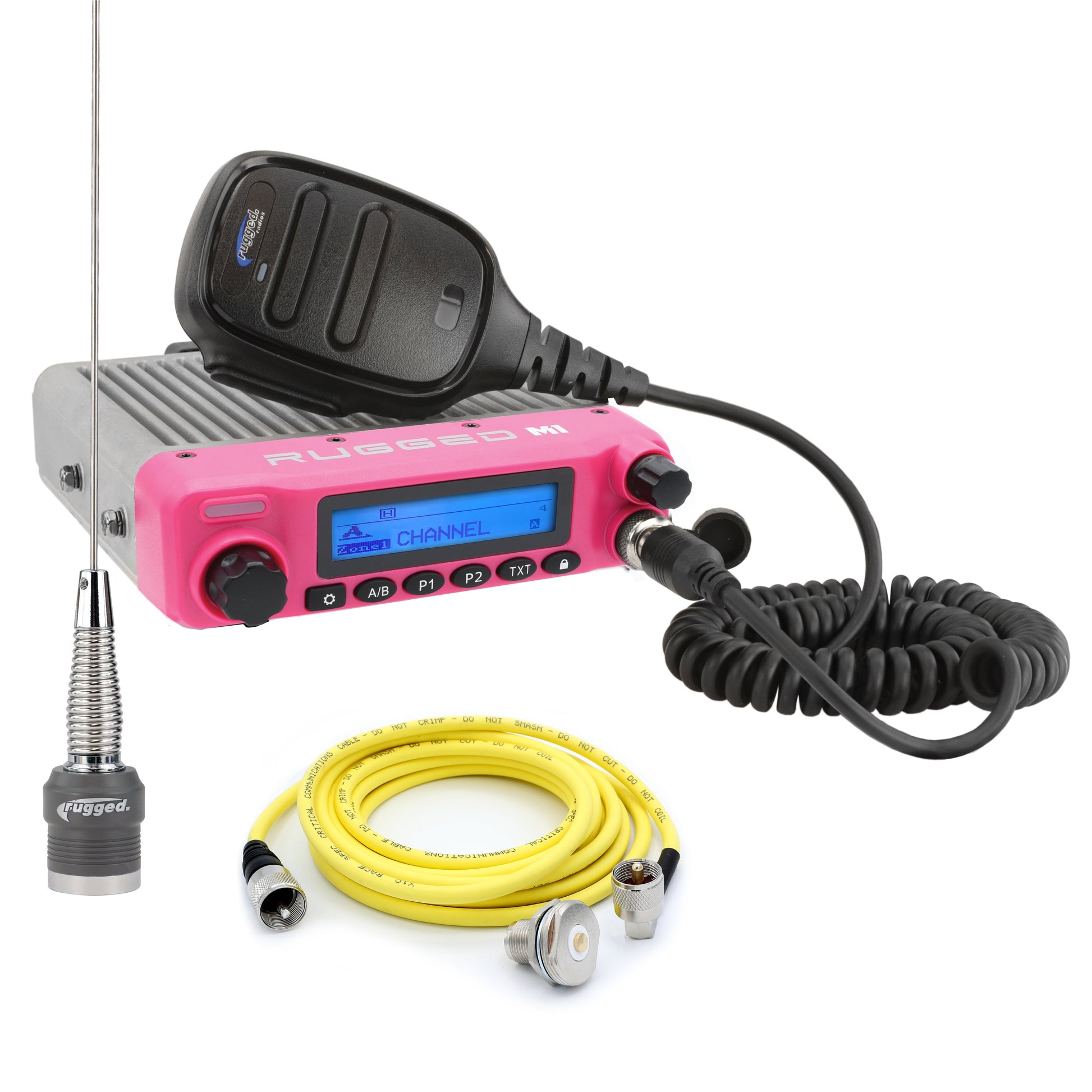 Radio Kit • Pink Rugged M1 RACE SERIES Waterproof Mobile Radio with Antenna • Digital and Analog