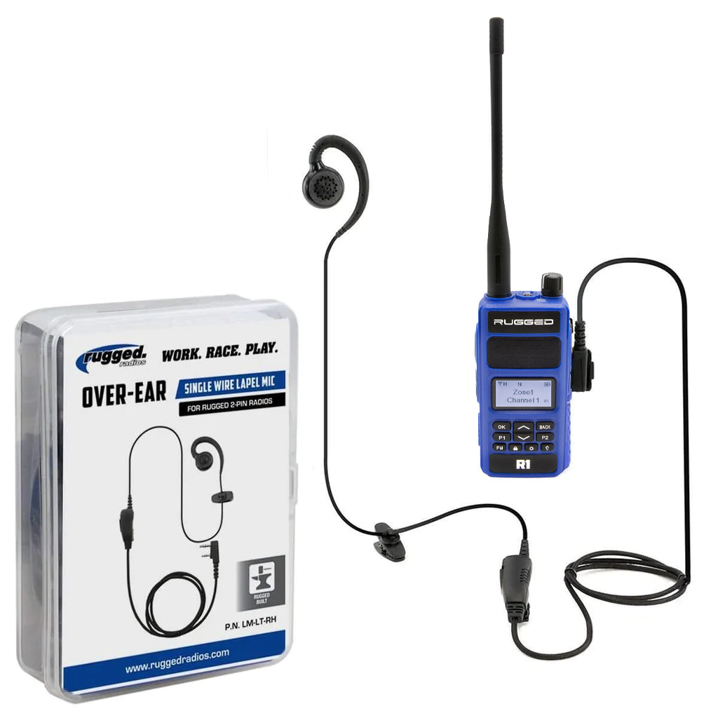 Single Wire Ear Hook Lapel Mic for Rugged Handheld Radios
