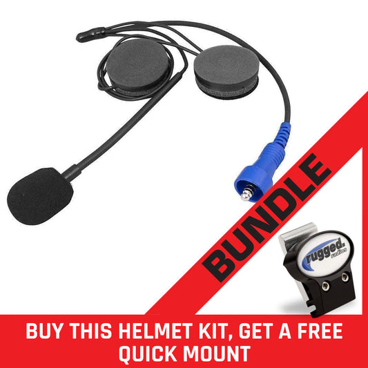 OFFROAD Wired Helmet Kit with Alpha Audio Speakers & Mic - BUNDLE with FREE Quick Mount