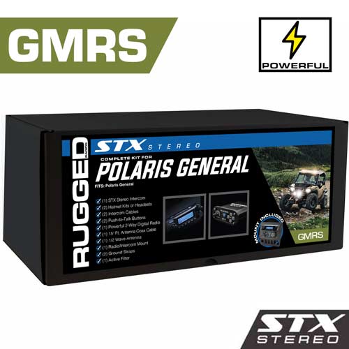 POWERHOUSE 45-Watt GMRS Radio - Polaris General STX STEREO Complete UTV Communication Kit