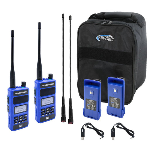 Ready Pack - DOS Radios Rugged R1, Radio 2 Metros Walkie Talkie - Digital y Analogo