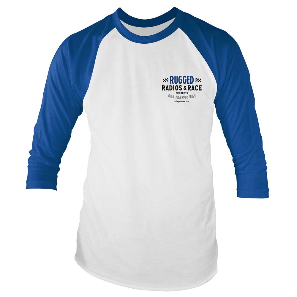 Vintage 'Rugged Radios & Race' Men's Long Sleeve T-Shirt - Blue / White