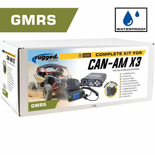 Waterproof GMRS Radio - Can-AM X3 Complete UTV Communication Intercom Kit with Dash Mount