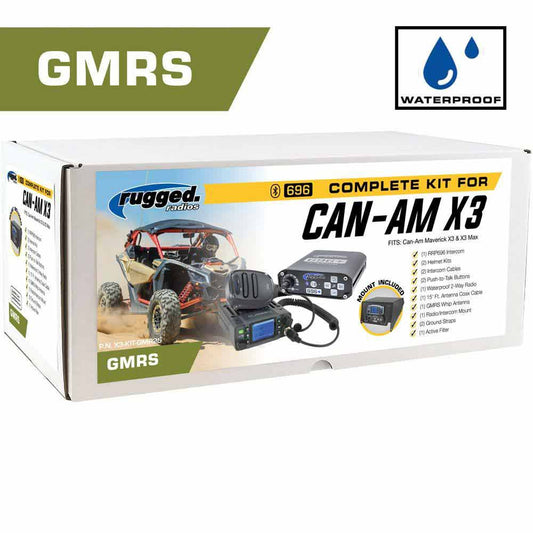 Waterproof GMRS Radio - Can-AM X3 Complete UTV Communication Intercom Kit with Top Mount